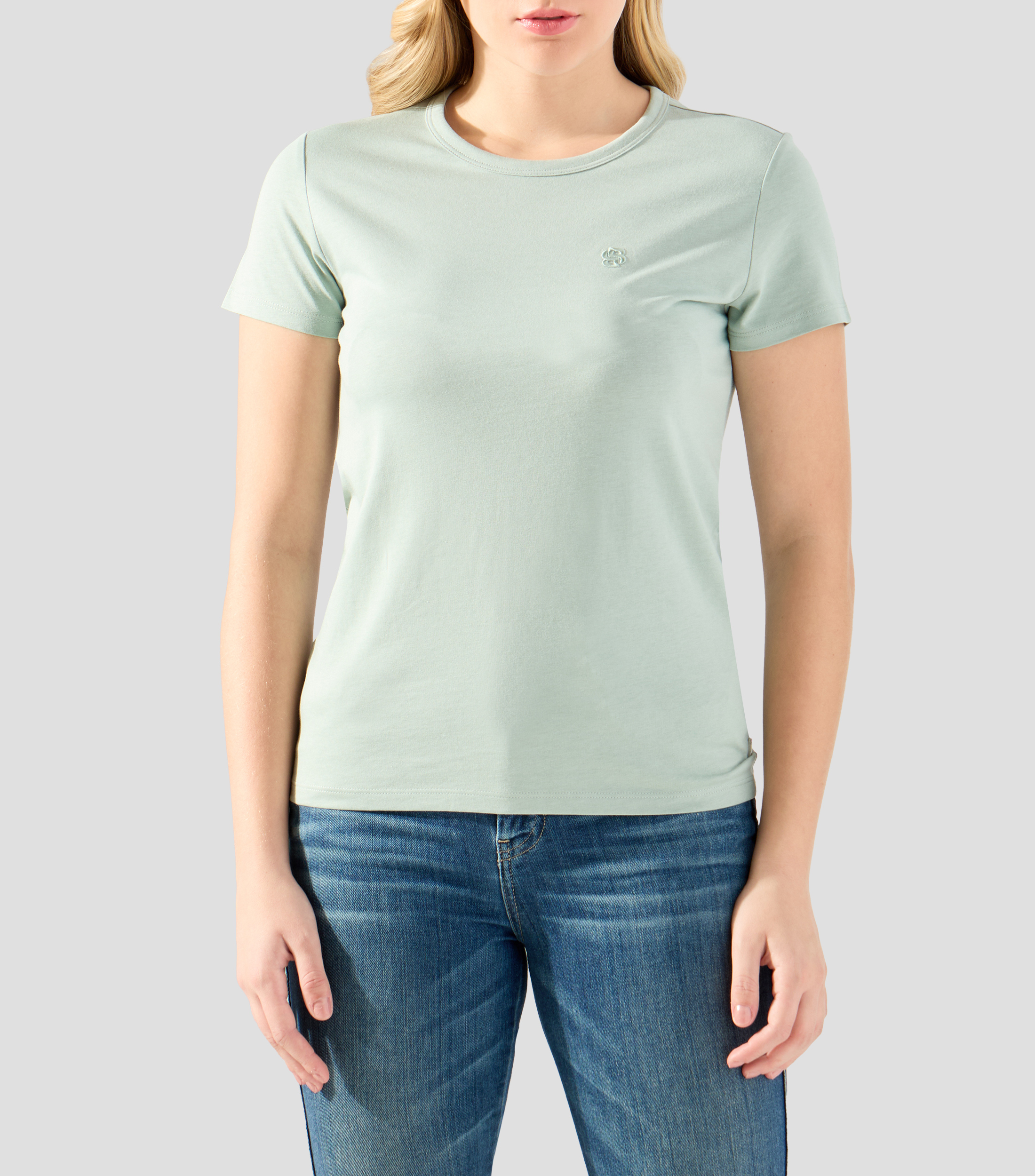 Playera cuello redondo manga corta lisa Mujer